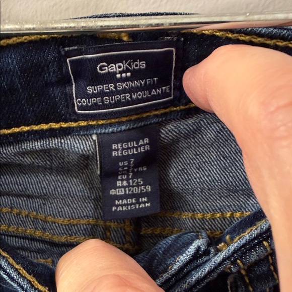 GAP Kids Dark Blue Super Skinny Fit Jeans with Braided Detail Size 7 - Picture 3 of 10